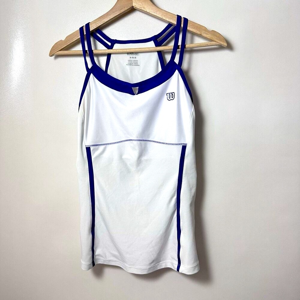 Wilson Tank Top Crisscross Back White Tenniscore Sporty Pickleball Gym Medium